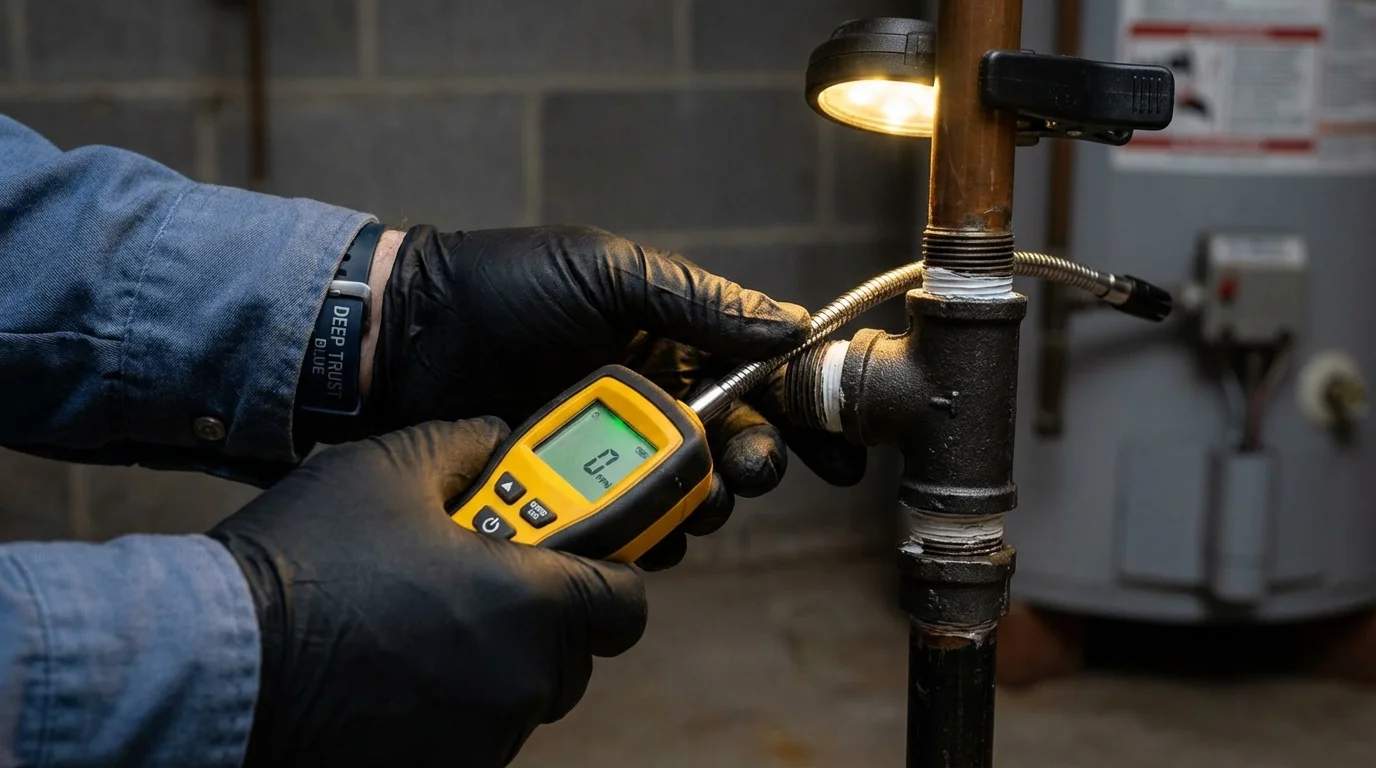 Gas leak detection with electronic sniffer by Johns Plumbing LLC in Nixa