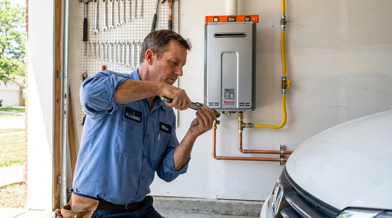 Tankless water heater installation by a Johns Plumbing LLC plumber in Nixa